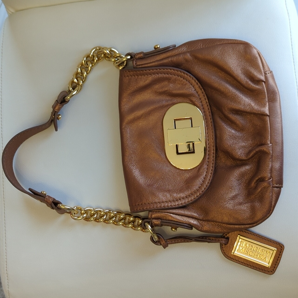 Brown copper gold chain bag